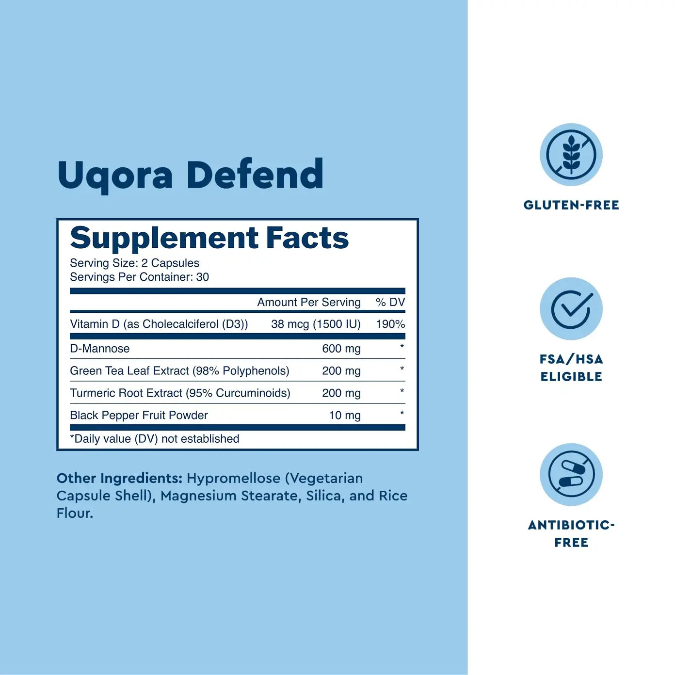 Uqora Defend - Urinary Tract Health Supplement - Support Bladder Health & Cleanse Biofilm* with D-Mannose, Green Tea Extract, Turmeric Extract & More - Gluten-Free - 60 Capsules (30-Day Supply) Uqora Au supplements