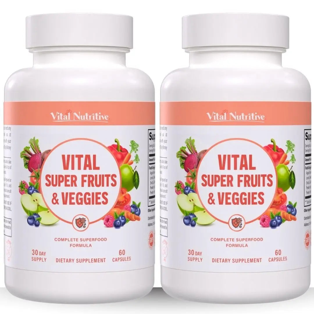 Vital Super Fruits & Veggies - Daily Superfood Capsules for Adults - Fruit & Vegetable Supplements to Boost Immunity & Energy - 2-in-1 Formula for Overall Wellness VITAL NUTRITIVE Au supplements