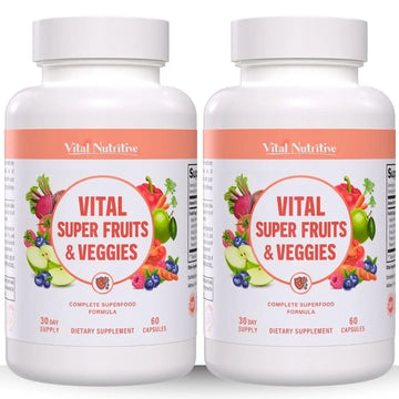 Vital Super Fruits & Veggies - Daily Superfood Capsules for Adults - Fruit & Vegetable Supplements to Boost Immunity & Energy - 2-in-1 Formula for Overall Wellness VITAL NUTRITIVE Au supplements