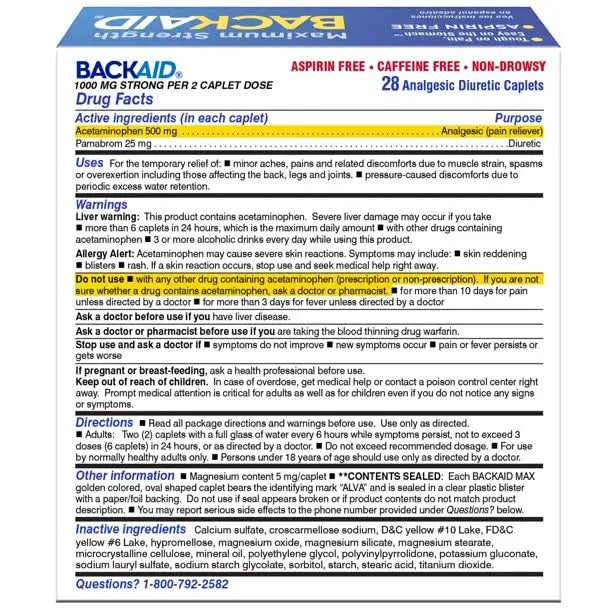 BACKAID Pills 28 Tablets (Pack of 6) Backaid Au supplements