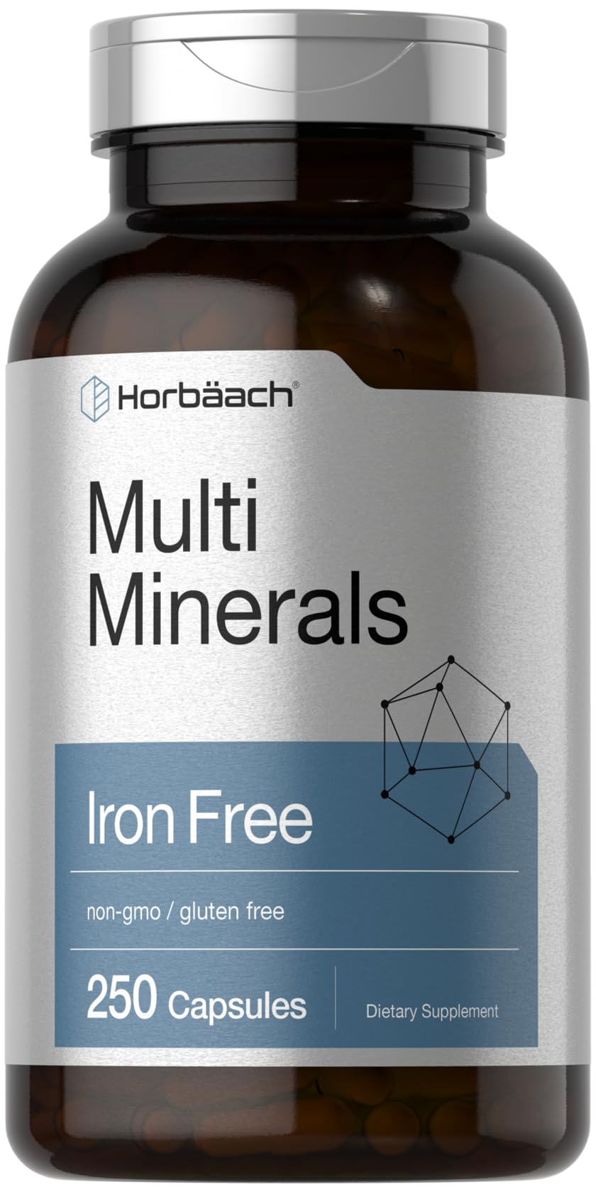 Horbäach Multi Minerals Supplement | 250 Capsules | Iron Free | Daily Mineral Complex for Men and Women | Non-GMO & Gluten Free Horbäach Au supplements