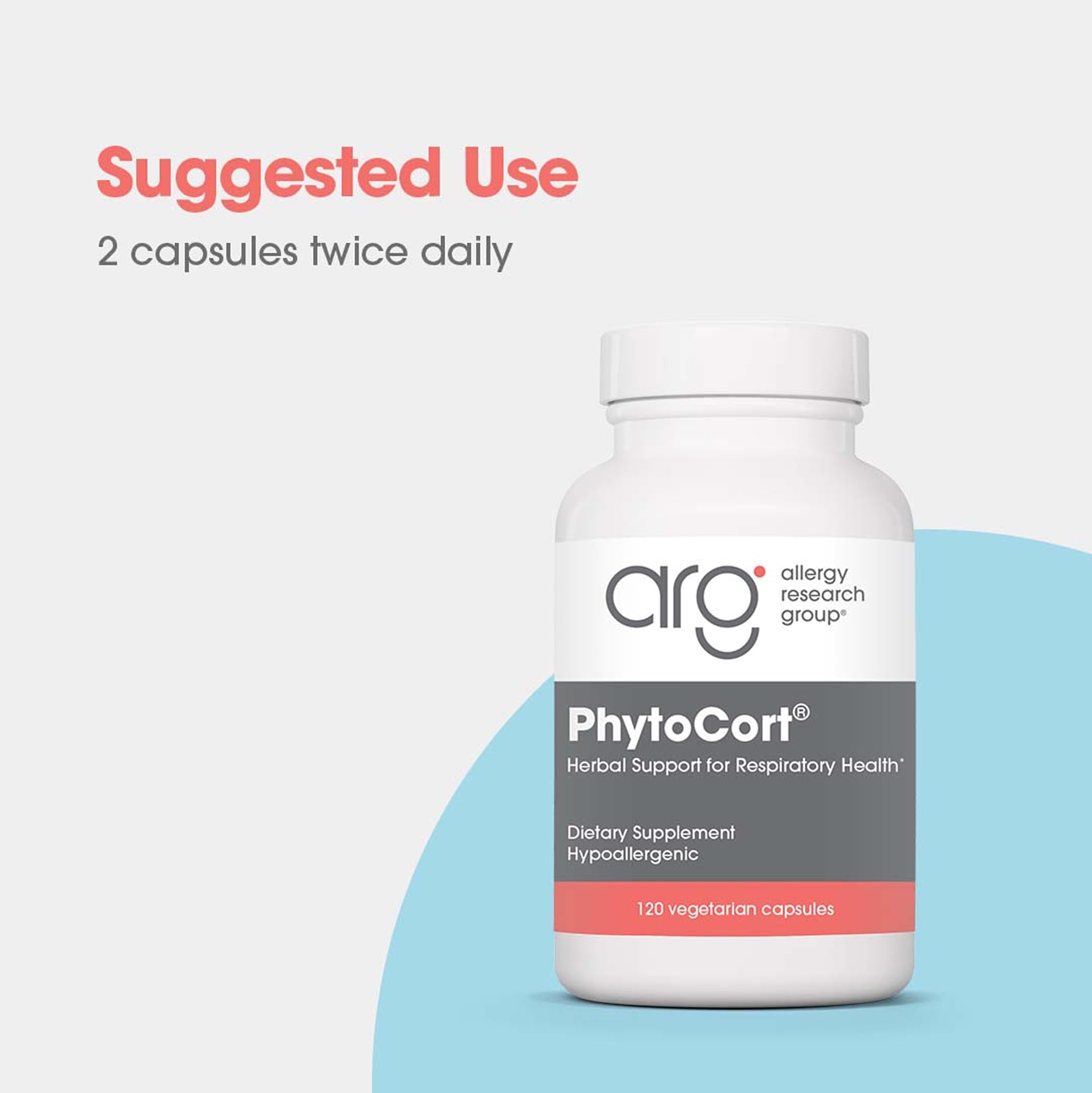 Allergy Research Group PhytoCort Supplement - Respiratory Support, Lung Health, Lung Detox, Lung Cleanse, Healthy Breathing, Herbal Support, Reishi, Licorice, Noni, Vegetarian Capsules - 120 Count Allergy Research Group Au supplements
