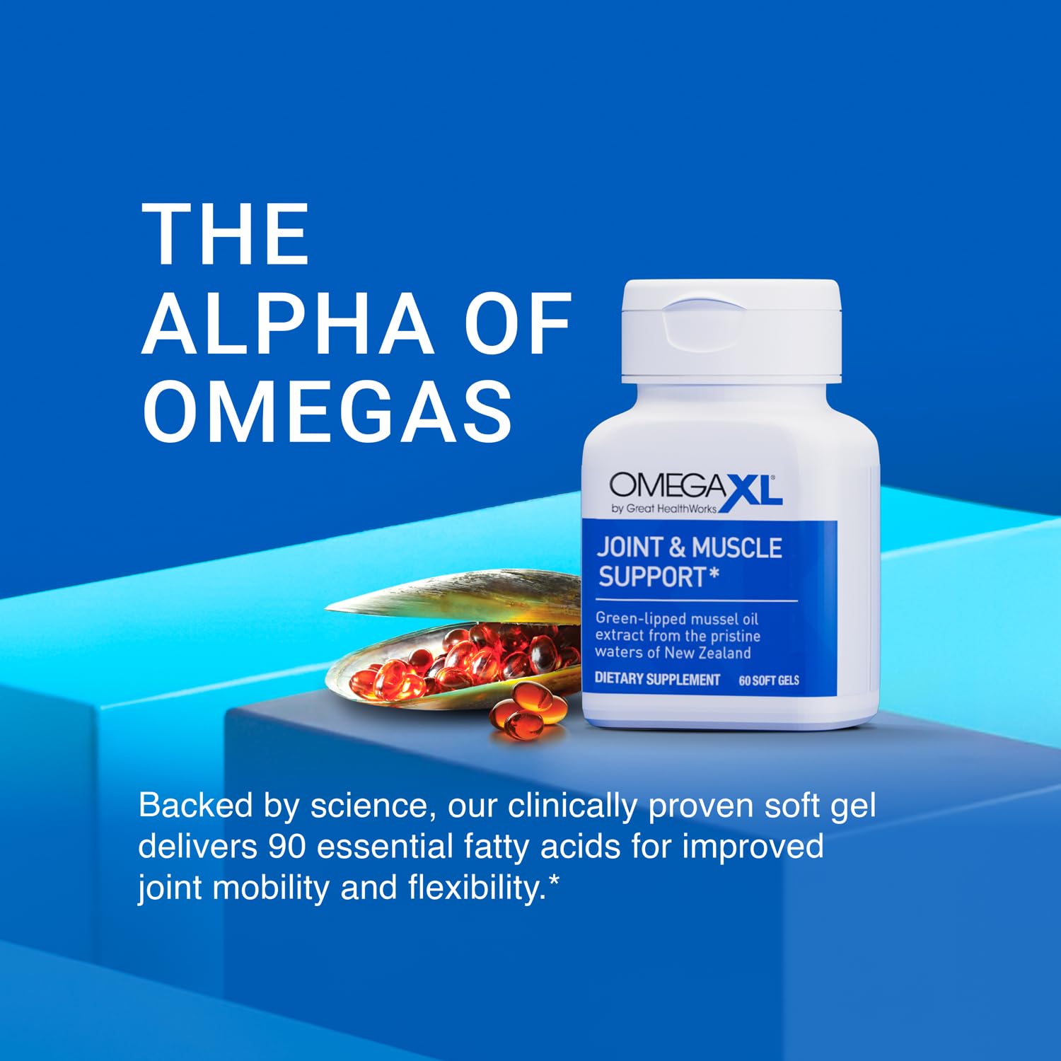 OmegaXL Joint Support Supplement - Natural Muscle Support, Green Lipped Mussel Oil, Soft Gel Pills, Drug-Free, 300 Count OmegaXL Au supplements