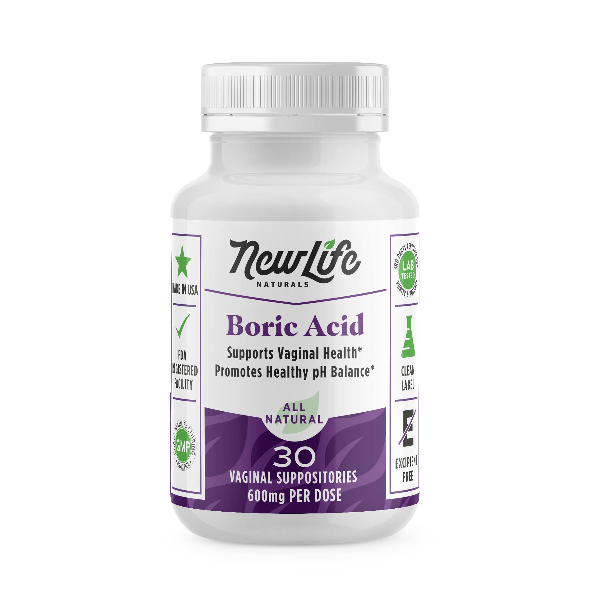 NewLife Naturals - Boric Acid Suppositories for Women pH Balance Pills - 600mg - Feminine Care NewLife Naturals Au supplements