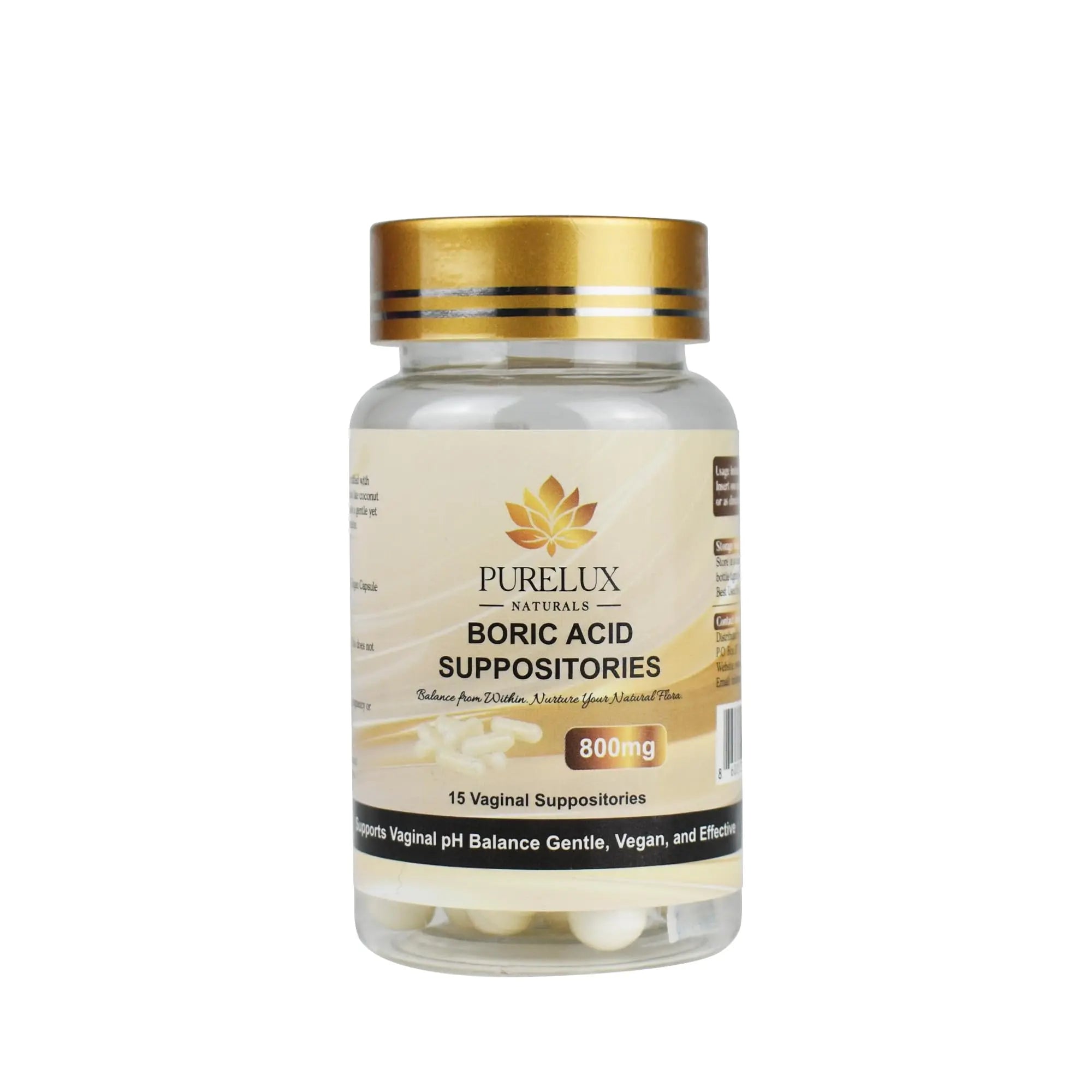 PureLux Boric Acid Feminine Wellness Support 800mg Size 000 30 Count Fragrance-Free Personal Care Formula PureLux Naturals Au supplements