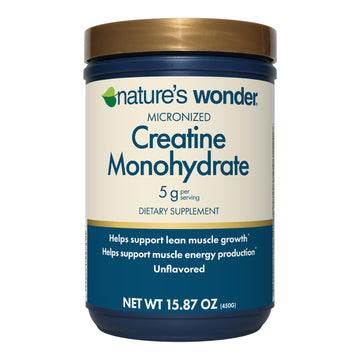 Nature's Wonder Micronized Creatine Monohydrate Powder 5g, Muscle Health, Muscle Energy Production, No Lactose, 5g of Micronized creatine Powder per Serving, 450G, 90 Servings Nature's Wonder Au supplements