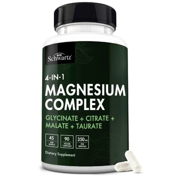 BioSchwartz Magnesium Complex Supplement (90 Capsules) 350mg Magnesium Glycinate Citrate Malate and Taurate Per Serving for Healthy Nerves Muscles Heart Sleep Support (Vegan, Gluten-Free, Non-GMO) BioSchwartz Au supplements