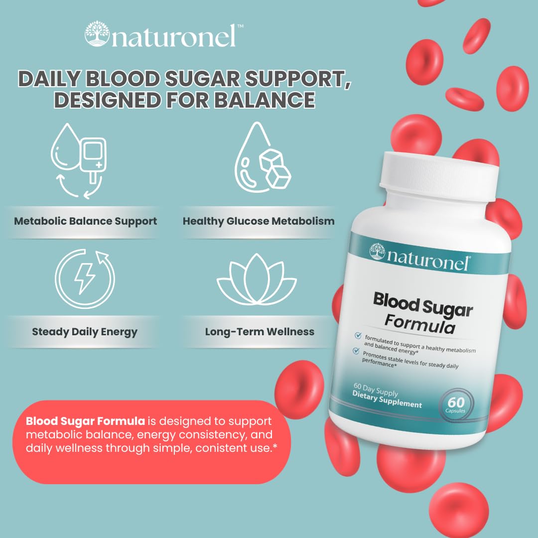 Naturonel Blood Sugar Formula – Metabolic Support with Cinnamon, Banaba, Bitter Melon, Guggul, Licorice, Gymnema, Juniper, Alpha Lipoic Acid & Chromium | Made in USA, GMP Certified Naturonel Au supplements