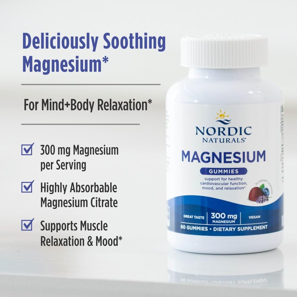 Nordic Naturals Magnesium Gummies for Adults, Blueberry Lavender Flavor - 60 Gummies - Vegan Magnesium Supplement for Mind, Mood, and Cardiovascular Support - Non-GMO - 20 Servings Nordic Naturals Au supplements