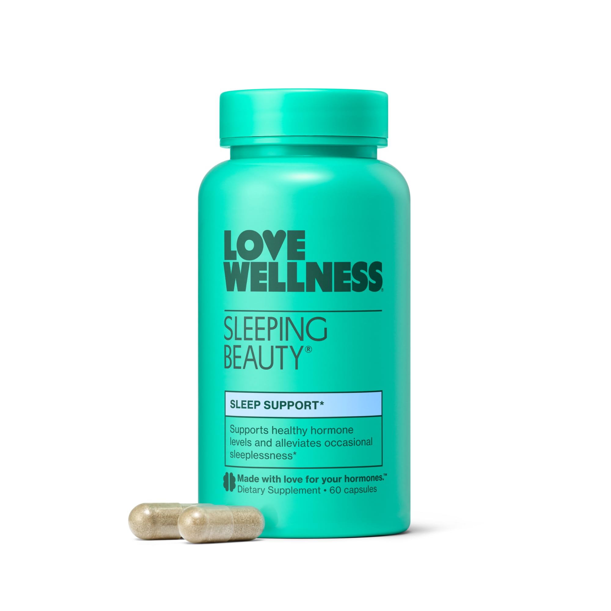 Love Wellness Sleeping Beauty | Sleep Support with Melatonin, Magnesium & L-Theanine | Promotes Restful Sleep, Relaxation & Calmness | Organic Valerian Root Powder & Lemon Balm | 60 Count Love Wellness Au supplements