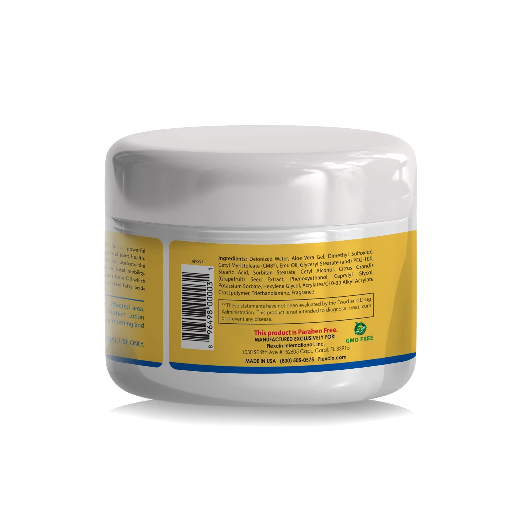 Flexcin Motion Lotion with CM8 - Joint & Muscle Therapy Cream for Back, Neck, Knee, Hand, Foot - Fast Absorbing with DMSO, Emu Oil, Aloe Vera - Non-Greasy 4oz Jar Flexcin Au supplements