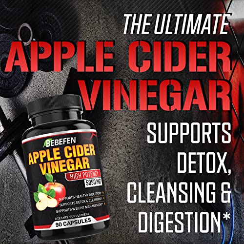 Apple Cider Vinegar Capsules - 5050mg Formula Pills with Black Pepper Extract BEBEFEN Au supplements