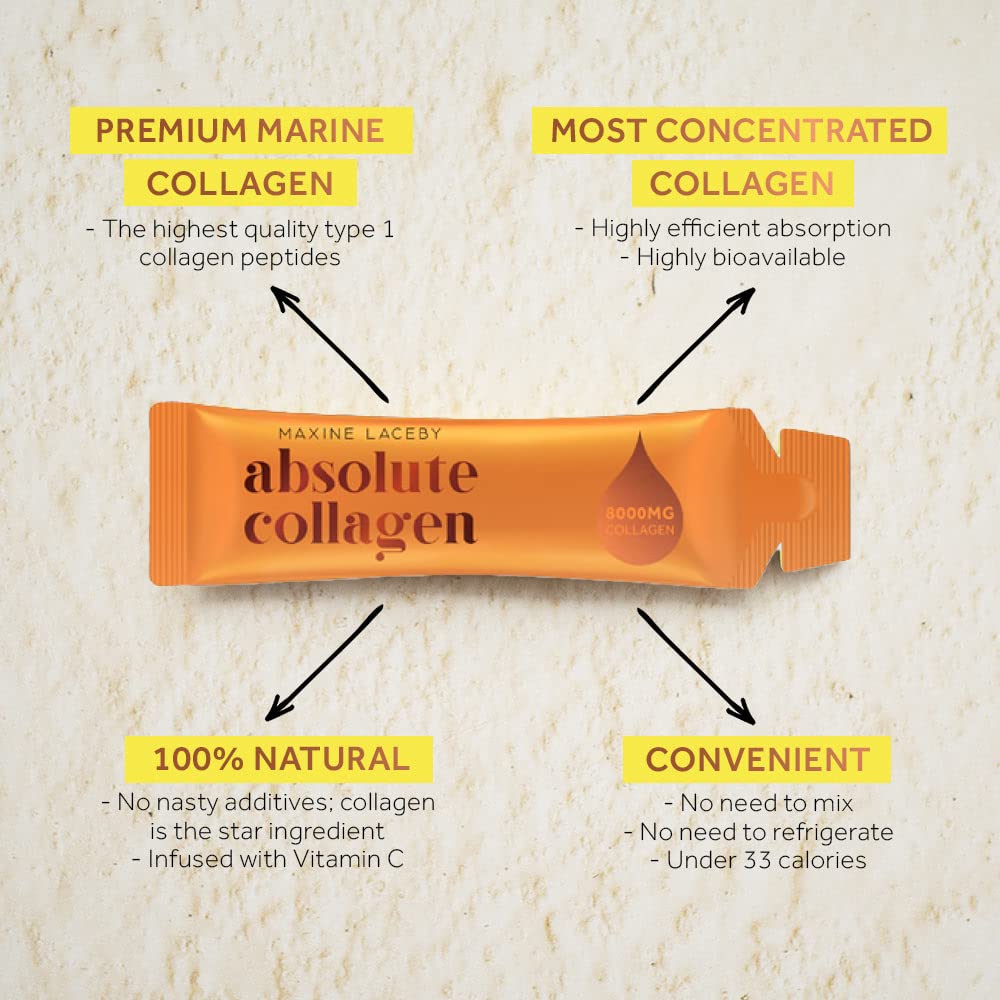 Absolute Collagen Marine Liquid Collagen Supplement for Women - 8000mg Collagen in Each Sachet Absolute Collagen Au supplements