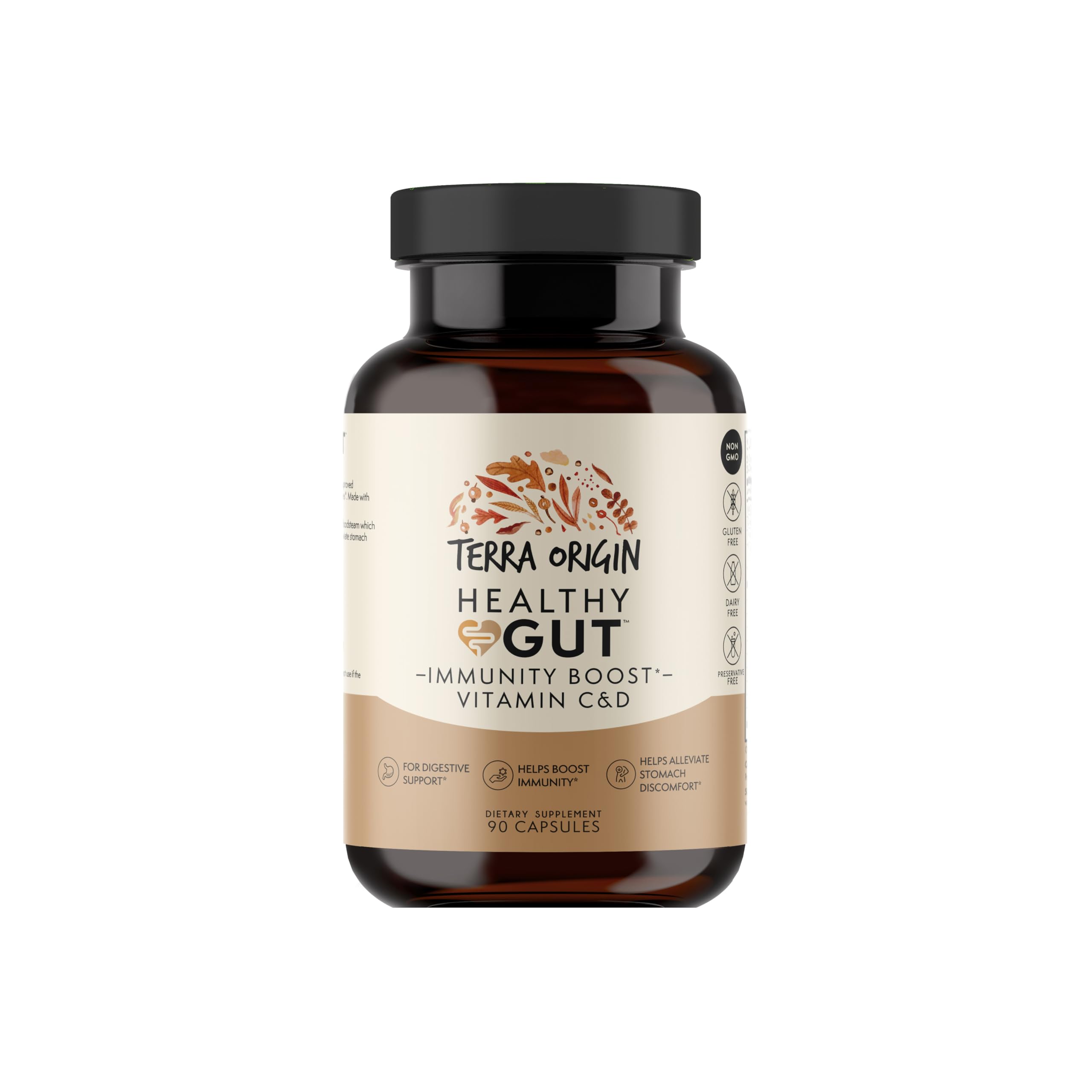 TERRA ORIGIN Healthy Gut Capsules with Immunity Boost | 90 Capsules | Non GMO, Gluten Free, Dairy Free | Digestive Support for Men and Women TERRA ORIGIN Au supplements