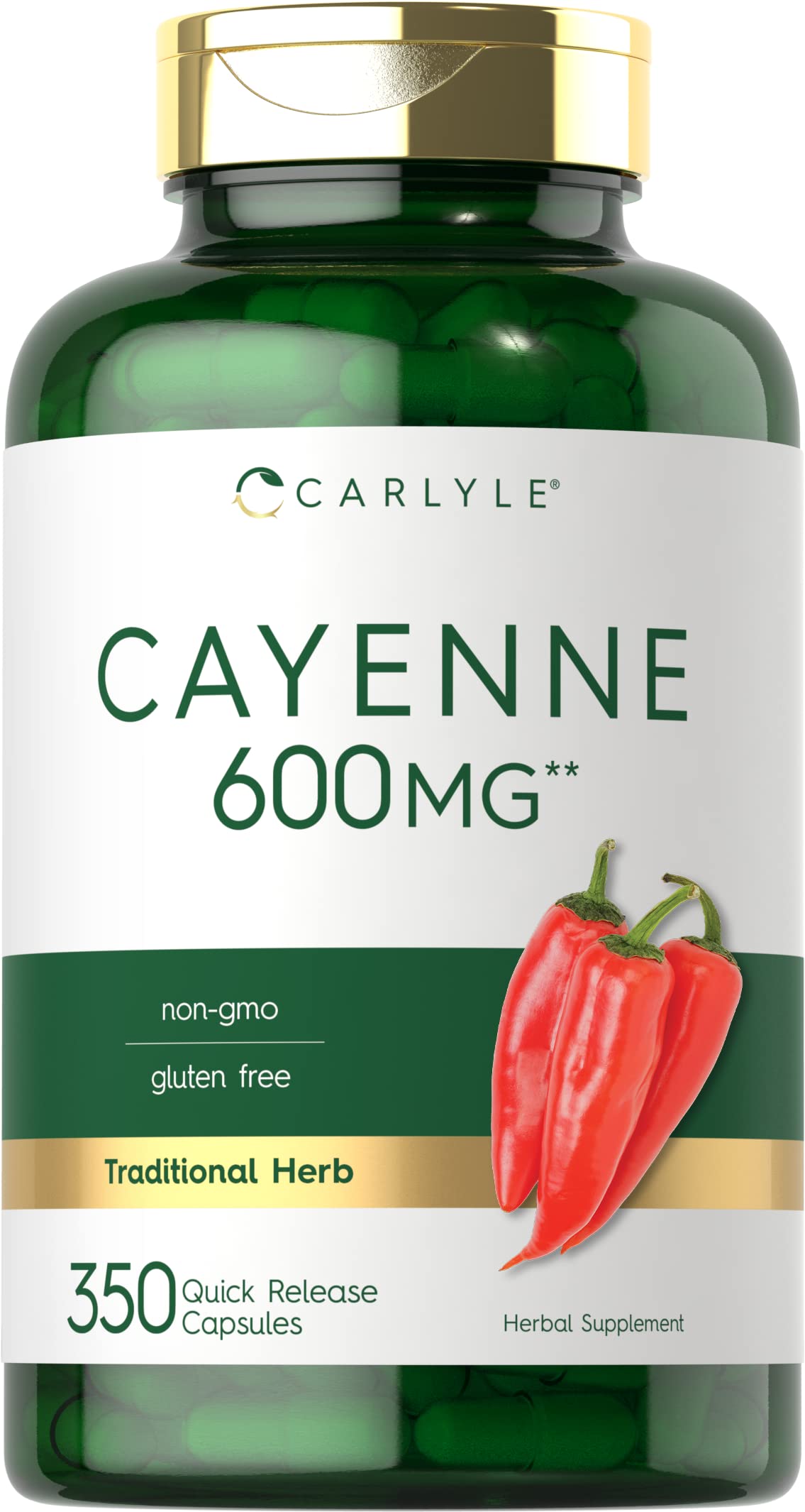 Carlyle Cayenne Pepper Capsules 600mg | 350 Pills | Non-GMO, Gluten Free Supplement Carlyle Au supplements