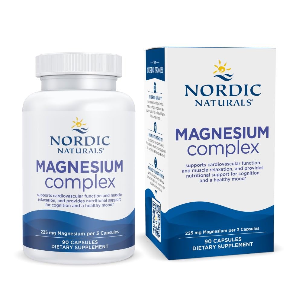 Nordic Naturals Magnesium Complex - 90 Capsules - 225 mg Magnesium, 1.9 mg Iron - Brain & Heart Health, Mood, Energy, & Muscle Relaxation - Non-GMO, Vegan - 30 Servings Nordic Naturals Au supplements