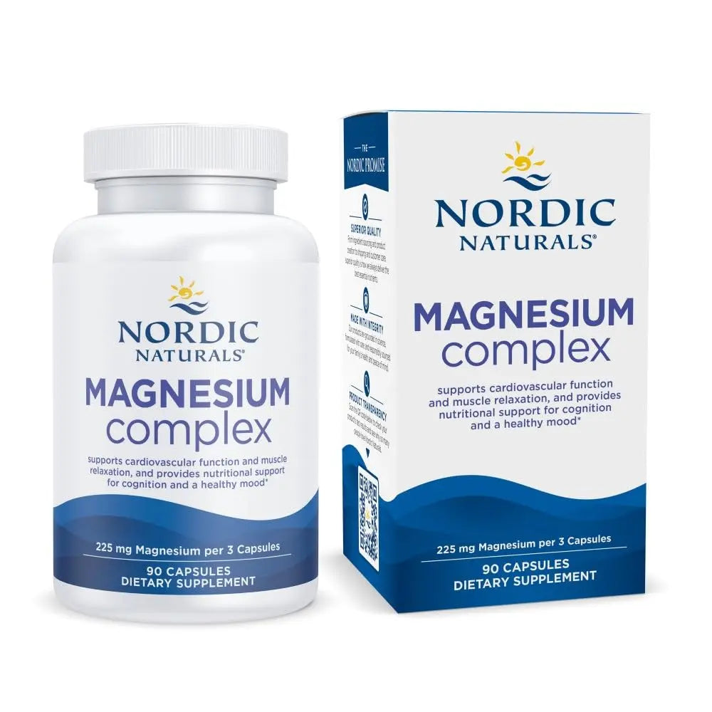 Nordic Naturals Magnesium Complex - 90 Capsules - 225 mg Magnesium, 1.9 mg Iron - Brain & Heart Health, Mood, Energy, & Muscle Relaxation - Non-GMO, Vegan - 30 Servings Nordic Naturals Au supplements