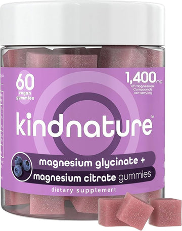 KINDNATURE Magnesium Glycinate & Citrate Gummies – Calm Magnesium Complex for Sleep, Stress, Cramps & Digestion – Chewable Vegan Magnesium Supplement for Women, Teens, Adults – 60 Ct kindnature Au supplements