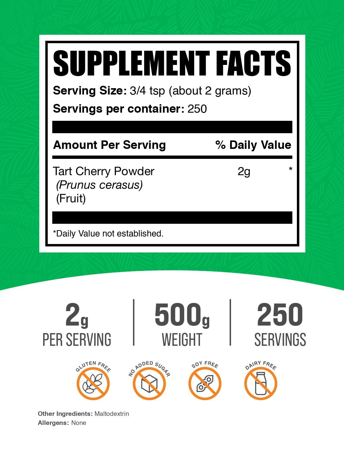 BulkSupplements.com Tart Cherry Powder - Fruit Powder, Tart Cherry Supplements - Antioxidant Source, Gluten Free & No Added Sugar, 2g per Serving, 500g (1.1 lbs) (Pack of 1) BulkSupplements Au supplements
