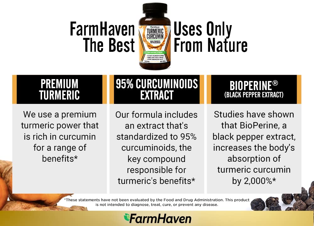 Turmeric Curcumin with BioPerine Black Pepper & 95% Curcuminoids, 1965mg, Maximum FarmHaven Au supplements
