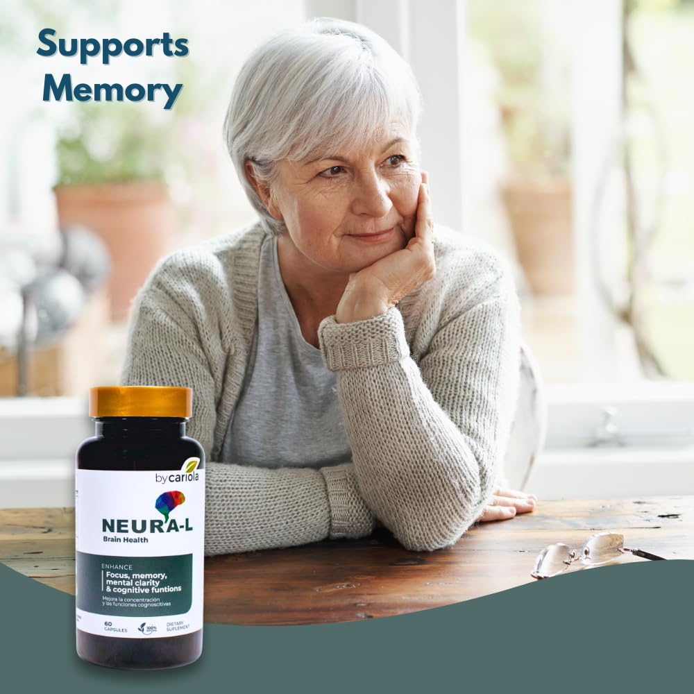 BY CARIOLA Neural-L Natural Brain Support Supplement 60 Caps - Mental Support – Memory Booster - Concentration - Natural Formula - Ashwagandha - L-Tyrosine - L-Theanine BY CARIOLA Au supplements