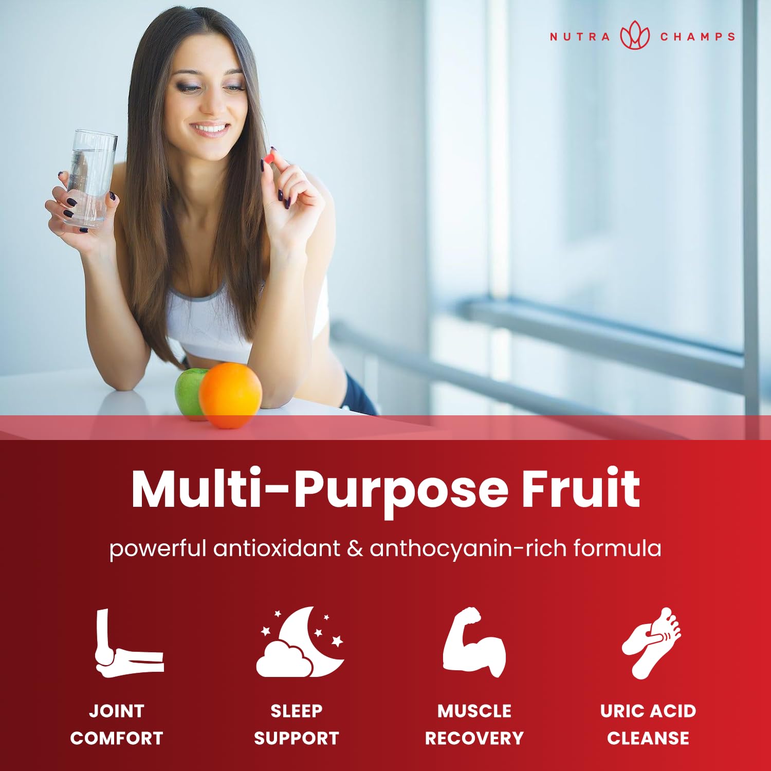NutraChamps Organic Tart Cherry Extract Capsules - Made from Montmorency Tart Cherry Concentrate, Celery Seed & Bilberry - Uric Acid Cleanse & Joint Support - Vegan Capsules NutraChamps Au supplements