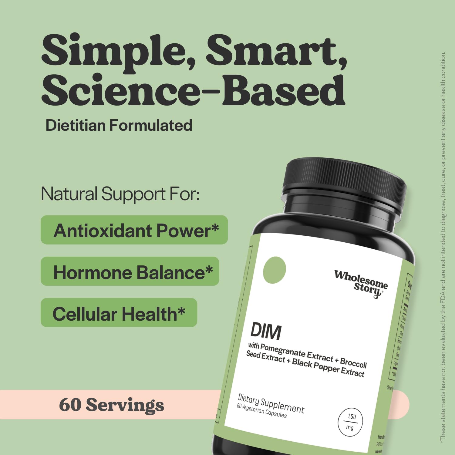 DIM Supplement Women | DIM SGS | Pomegranate, Broccoli and Black Pepper Blend | Estrogen & Hormone Balance for Women | Cell and Tissue Health | 60-Day Supply | Clean Label Project Certified Wholesome Story Au supplements