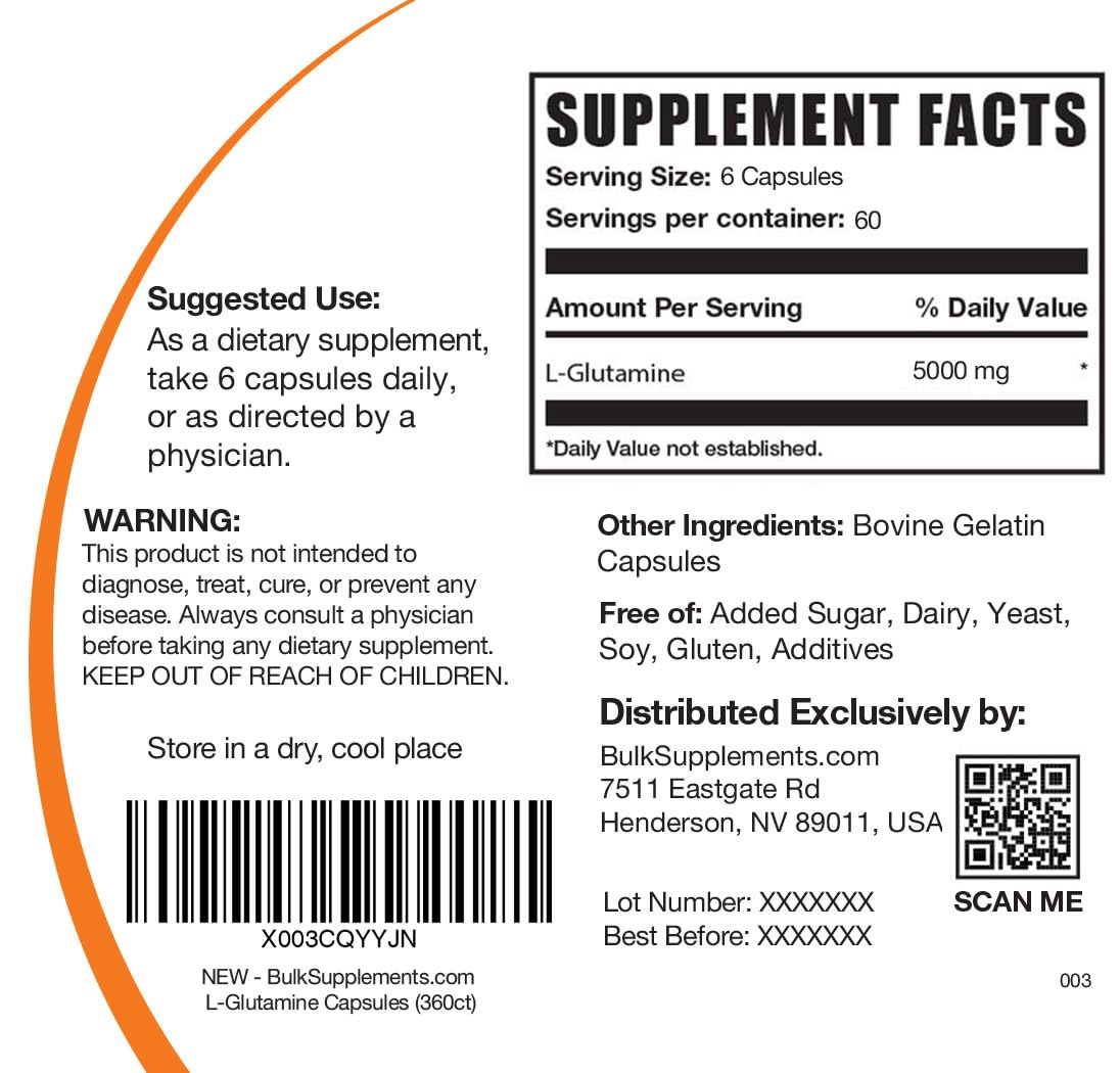 BULKSUPPLEMENTS.COM L-Glutamine Capsules - Glutamine Supplement, L Glutamine BULKSUPPLEMENTS.COM Au supplements