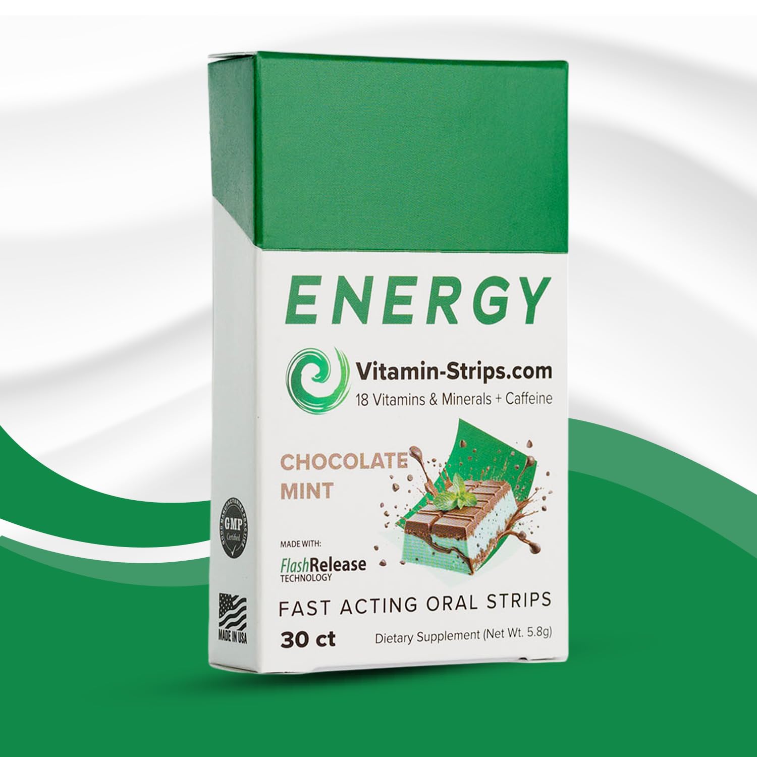 Peak Performance Energy Strips — Vegan, Gluten Free, Soy Free & Sugar-Free Breath Strips w/Caffeine, 18 Vitamins & Minerals — Instant Energy Boost Chocolate Mint Dietary Supplement — 30 Oral Strips Vitamin-Strips Au supplements