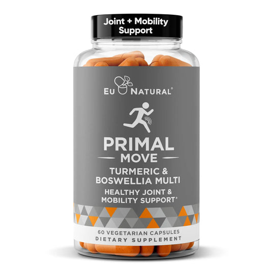 Primal Joint & Mobility Support - Advanced Joint Support Supplement for Women and Men - Turmeric, Boswellia, Ginger and Boron for Whole-Body Flexibility, Joint Health & Comfort - 60 Veg Soft Capsules Eu NaturalAU supplements
