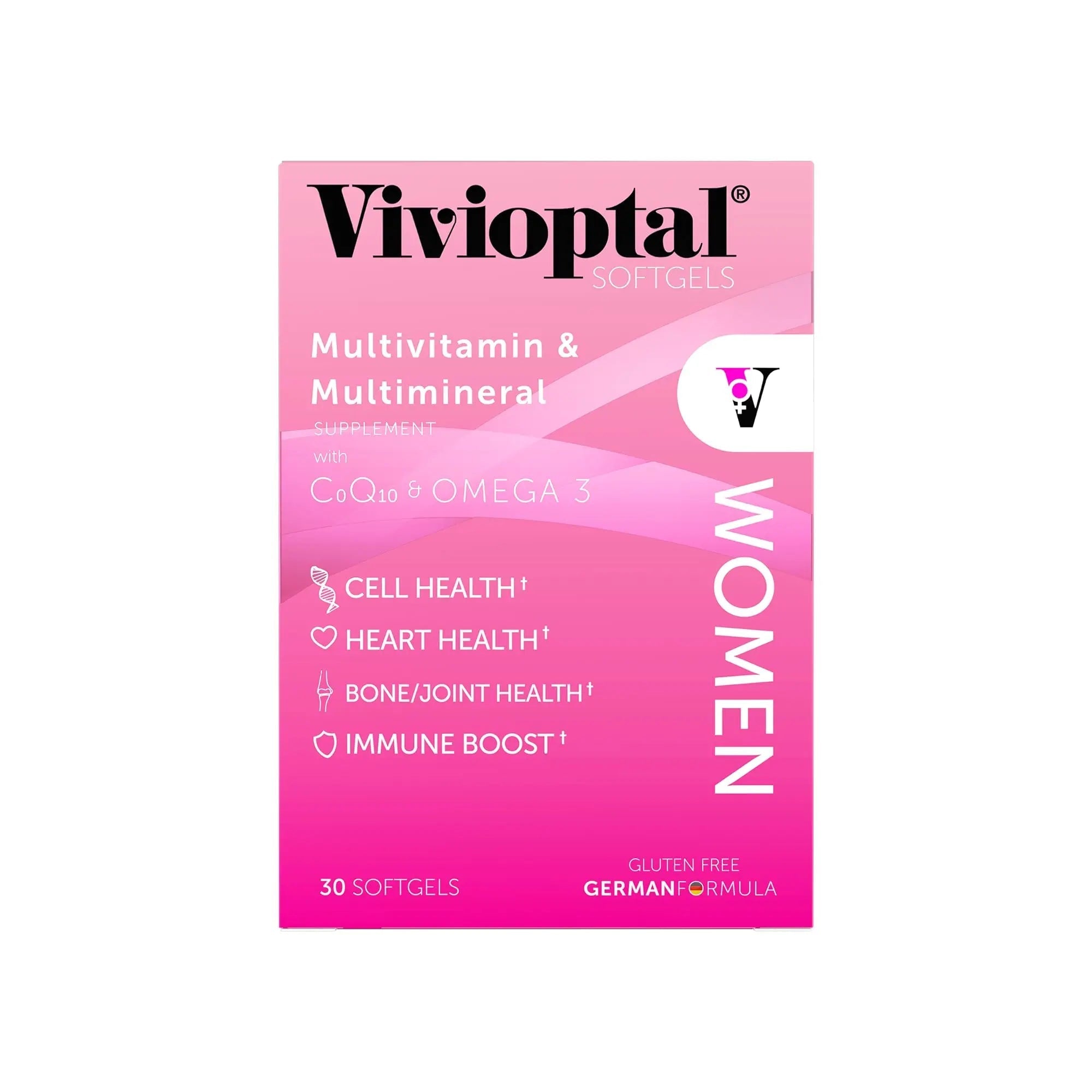 Vivioptal Women, 30 Capsules, CoQ10 & Omega-3, Multivitamin & Multimineral, Gluten Free, German Formula Vivioptal Vitamins Au supplements