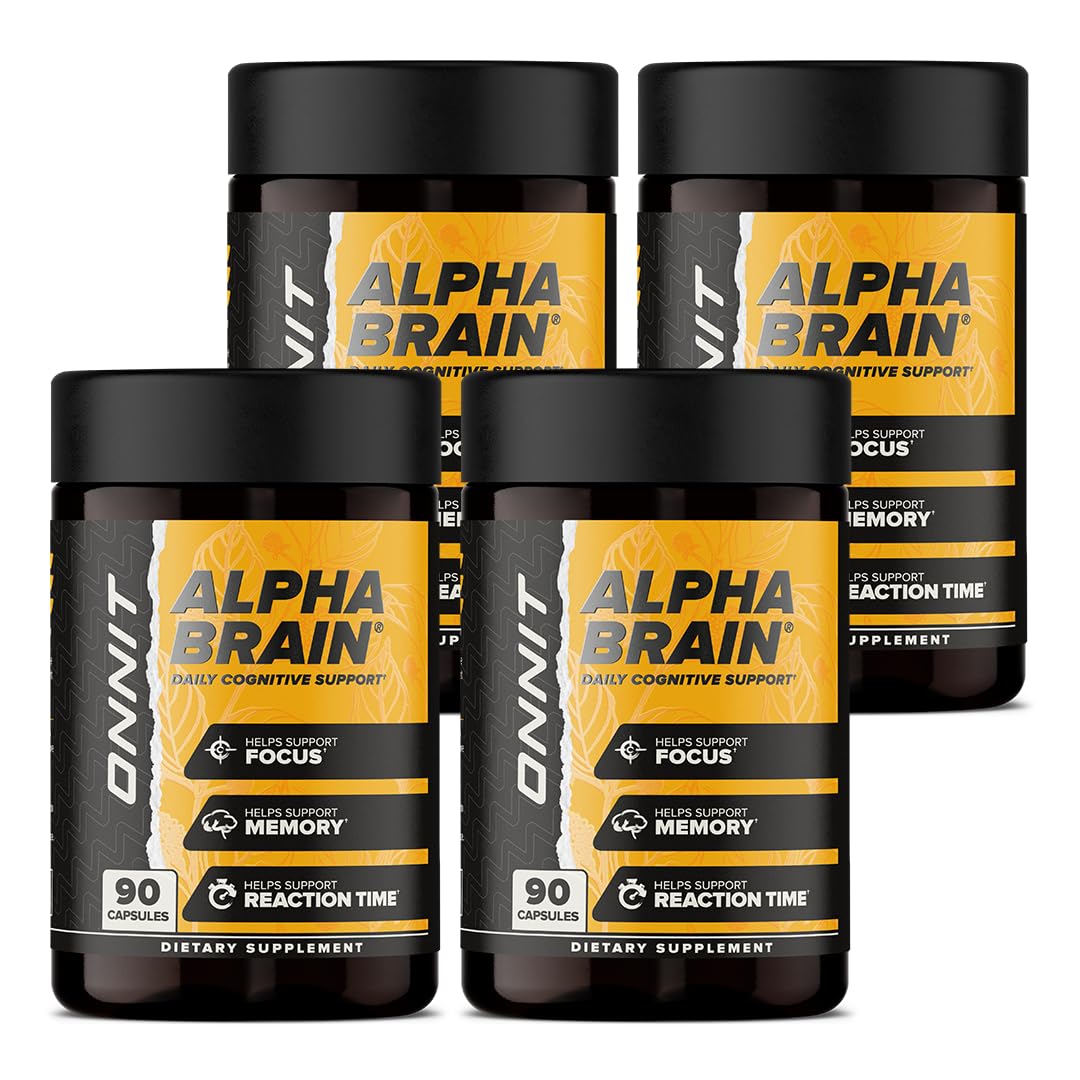ONNIT Alpha Brain Nootropic Capsules for Men & Women, IGEN Non-GMO Tested Memory, Focus & Mental Clarity, with L-Theanine and Vitamin B6, 90 Count Each, Pack of 4 (360 Capsules) ONNIT Au supplements