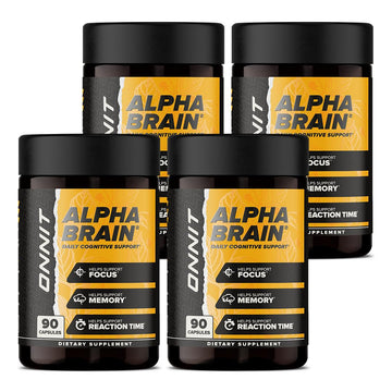 ONNIT Alpha Brain Nootropic Capsules for Men & Women, IGEN Non-GMO Tested Memory, Focus & Mental Clarity, with L-Theanine and Vitamin B6, 90 Count Each, Pack of 4 (360 Capsules) ONNIT Au supplements