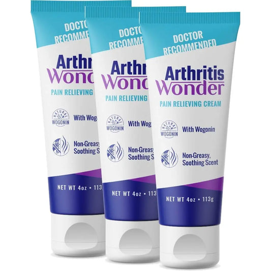 Arthritis Wonder Pain Relief Cream, 4 oz – Arthritis Pain Relief Cream for Hand, Knee, Foot and Wrist Joints – Fast-Acting, Deep Penetrating, Non-Greasy Formula with Natural Wogonin - 3 Pack Arthritis WonderAU supplements