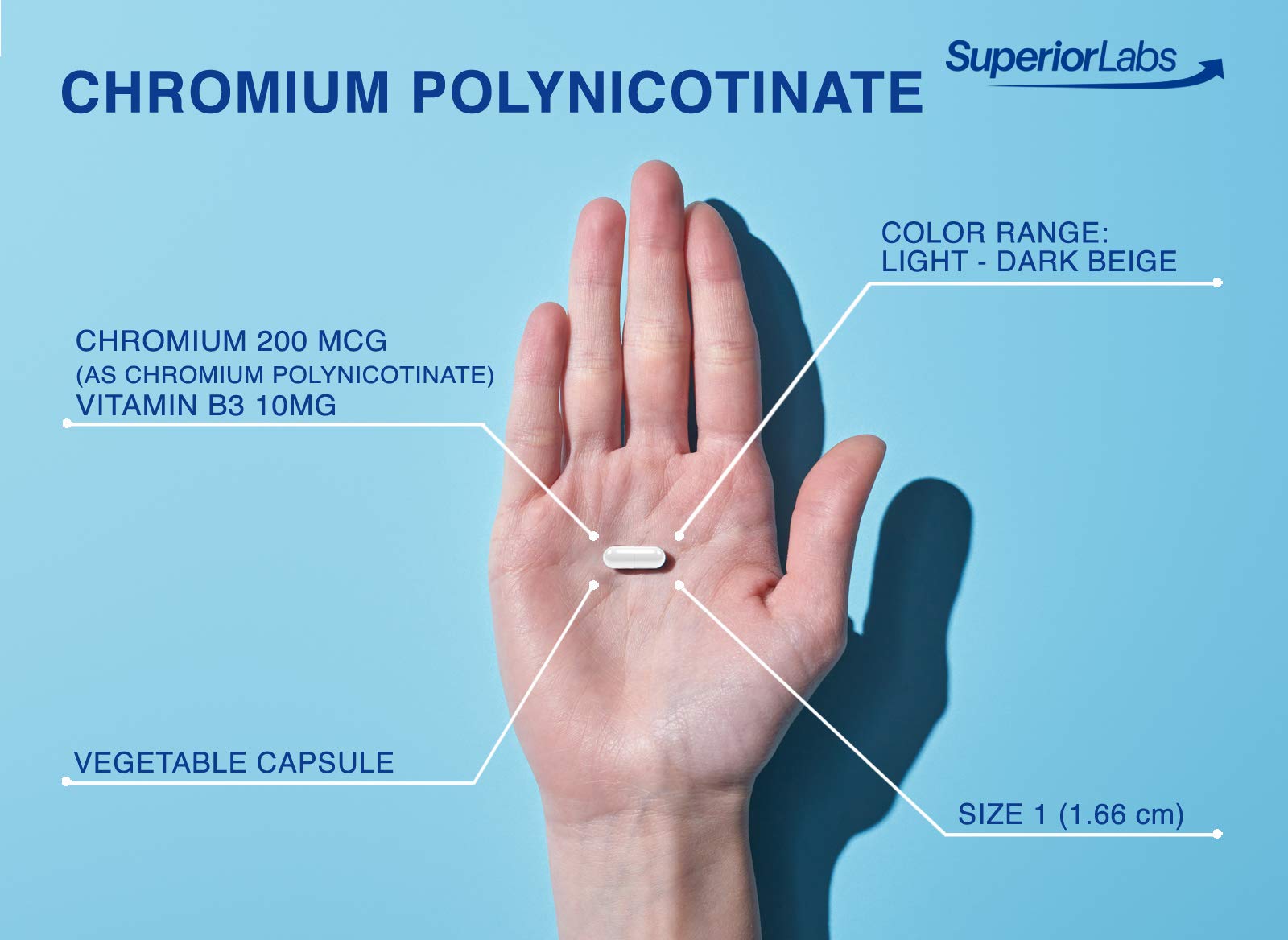 Pure Chromium Polynicotinate Supplement - Made in USA - 200mcg + Vitamin B3 for Optimal Superior Labs Au supplements