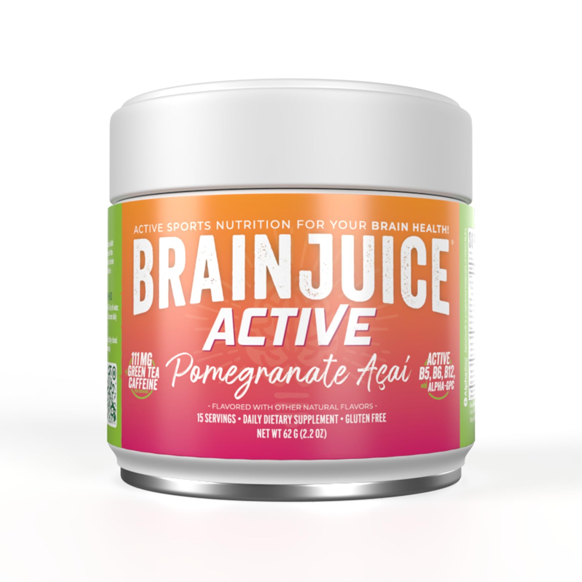 BrainJuice Nootropics Brain Support Supplement, Gluten Free Powder for Energy and Focus, Pre Workout w/Alpha GPC, Vitamin B & Organic Green Tea Extract Caffeine, Active Pomegranate Acai, 15 Servings BrainJuice Au supplements