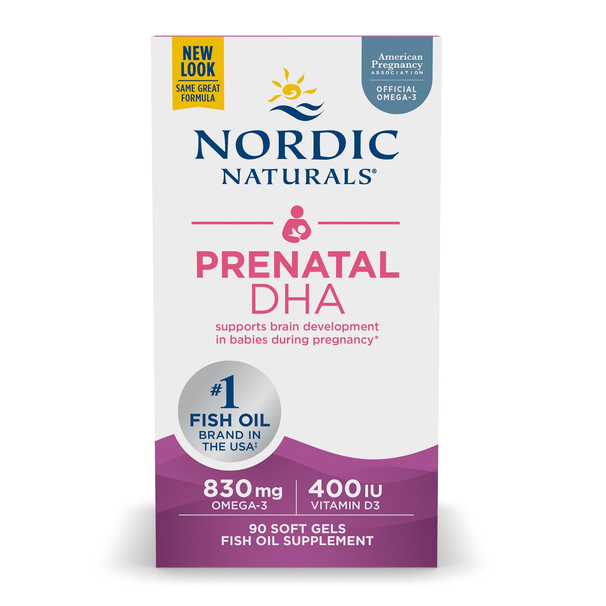 Nordic Naturals Prenatal DHA, Unflavored - 830 mg Omega-3 + 400 IU Vitamin D3 - 90 Soft Gels - Supports Brain Development in Babies During Pregnancy & Lactation - Non-GMO - 45 Servings Nordic Naturals Au supplements