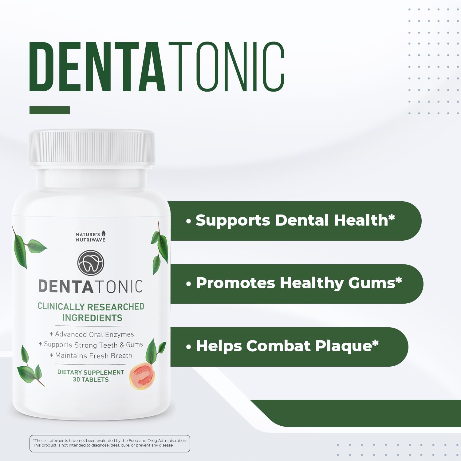 Nature’s NutriWave DentaTonic – Daily Oral Supplement with Guava Fruit, Hydroxyapatite & Enzyme Blend – Made in USA Non-GMO, Stimulant-Free Formula – 30 Tablets, 1 Month Supply Nature’s NutriWave Au supplements