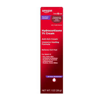 Amazon Basic Care Maximum Strength Anti-Itch Cream, Hydrocortisone 1 Percent Intensive Healing Formula, 1 ounce (Pack of 1) Amazon Basic Care Au supplements