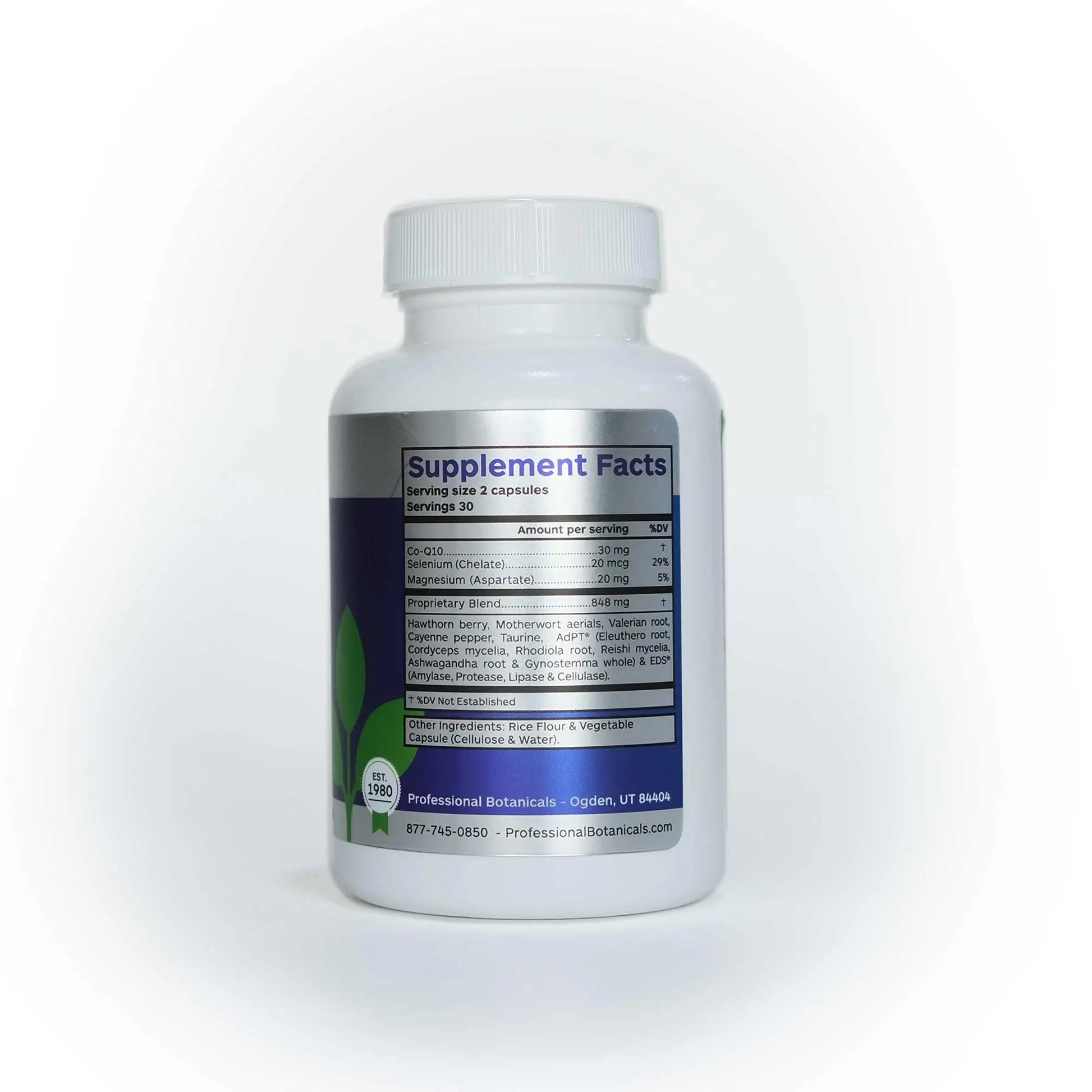 Professional Botanicals Cardio-CoQ CoQ10 - Vegan Formulated Coenzyme Q10 with Hawthorne Berry Valerian Root and Cayenne Pepper - 60 vegetarian capsules Professional Botanicals Au supplements