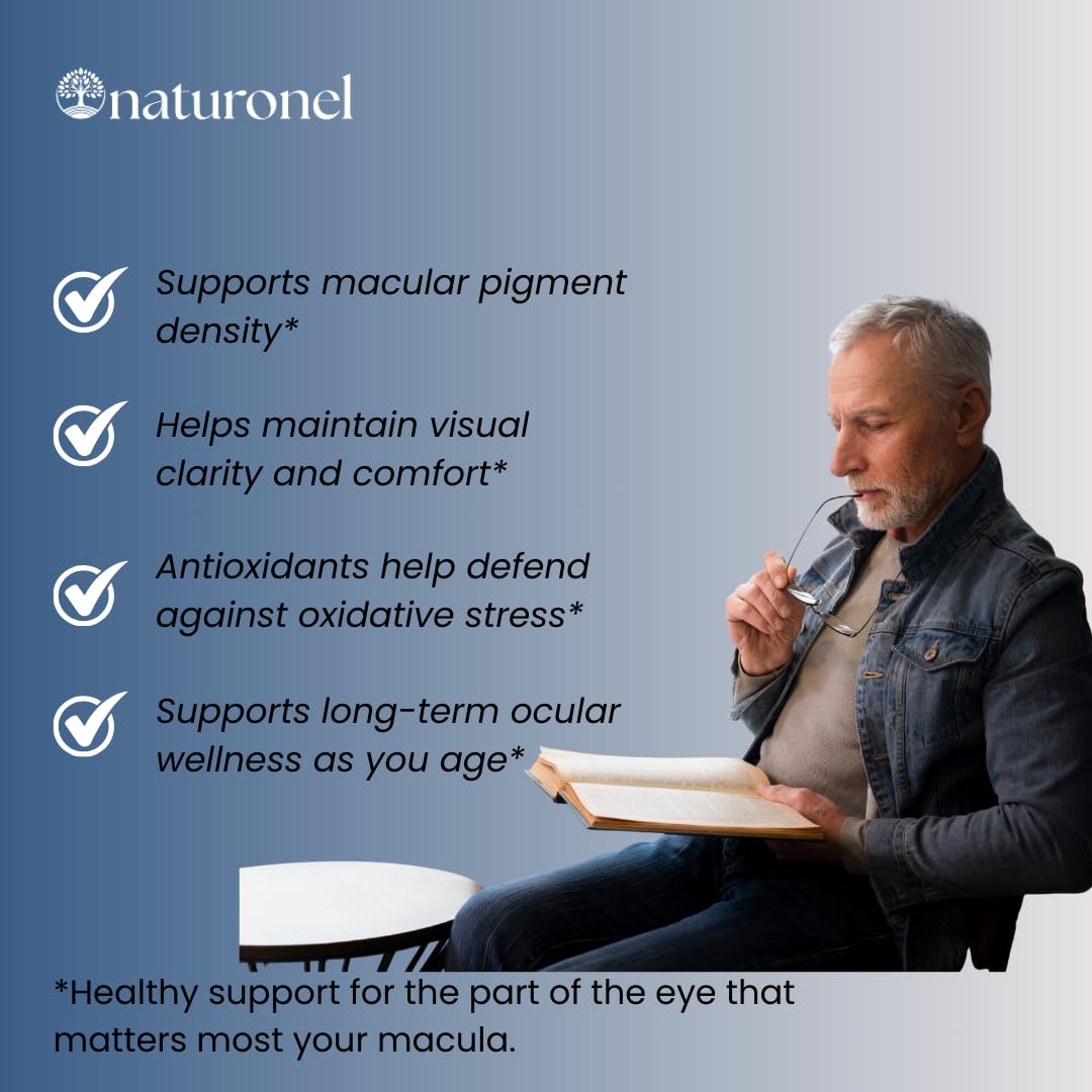 Naturonel Macular Support Formula – Vision & Eye Health with Lutein, Zeaxanthin, Bilberry, Eyebright & Antioxidants | Non-GMO, Made in USA, GMP Certified – 60 Capsules, 30 Day Supply (1) Naturonel Au supplements