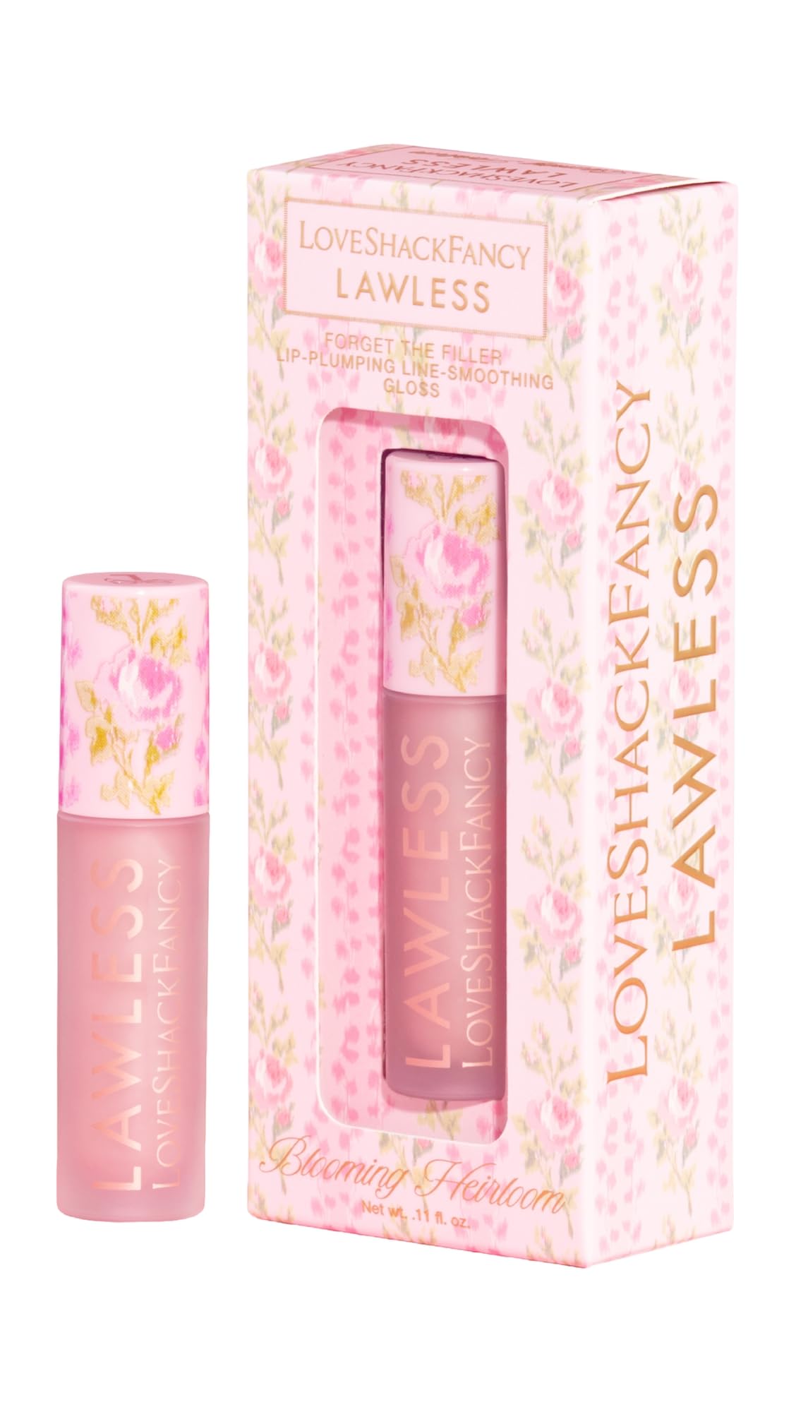 Lawless Women's x LoveShackFancy Forget The Filler Lip Plumping Gloss, Blooming Heirloom, Pink, 0.11 Ounce Lawless Au supplements