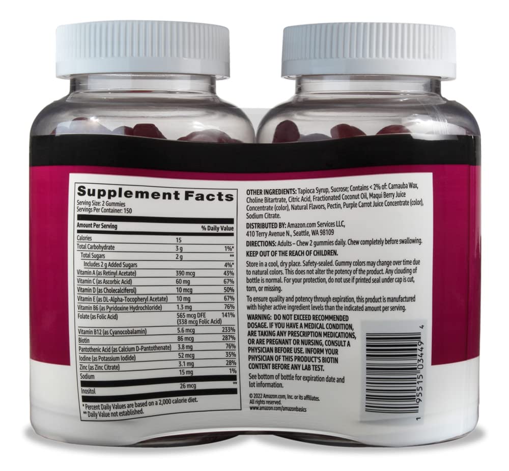 Amazon Basics Adult Multivitamin, 300 Gummies, 150-Day Supply, 150 Ct Amazon Basics Au supplements