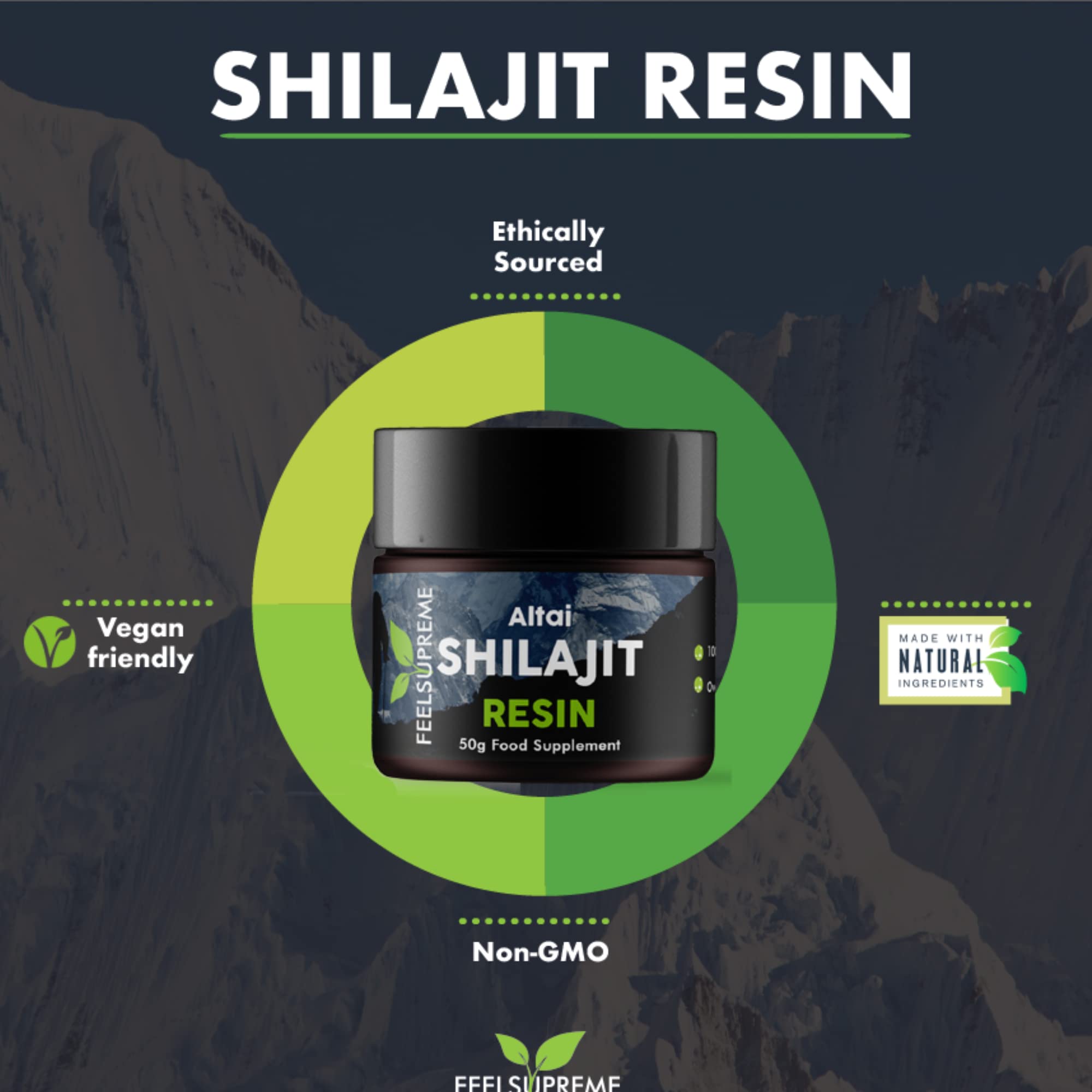 Natural Black Altai Shilajit Resin Large (50g) Pot | 100% Pure Additive Free | 80 Trace Feel Supreme Au supplements