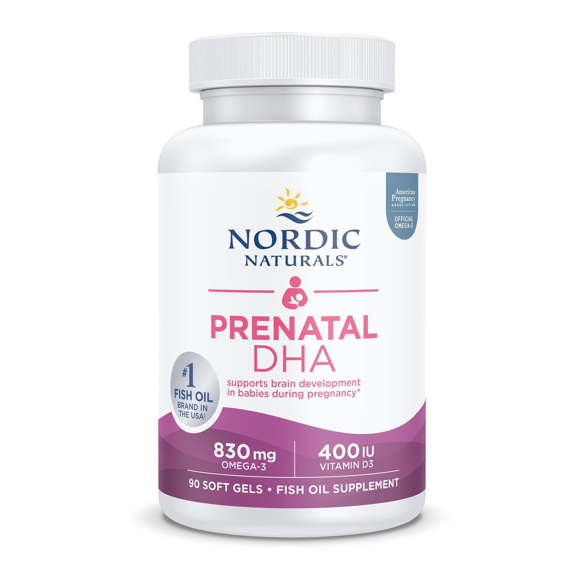 Nordic Naturals Prenatal DHA, Unflavored - 830 mg Omega-3 + 400 IU Vitamin D3 - 90 Soft Gels - Supports Brain Development in Babies During Pregnancy & Lactation - Non-GMO - 45 Servings Nordic Naturals Au supplements