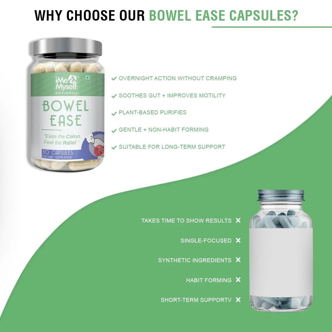 iMeMyself Bowel Ease – 30 Plant-Based Capsules | Gentle Bowel Support with Herbal Extracts & Vitamins iMeMyself Au supplements
