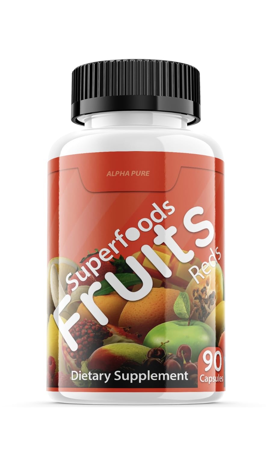 Alpha Pure Superfoods Reds Fruits and Greens 180 Capsules Vegetables Fruits and Veggies Superfood | Natural Balance of 90 Fruit Capsules, 90 Veggie Capsules for Men, Women Vitamins and Minerals Alpha Pure Au supplements