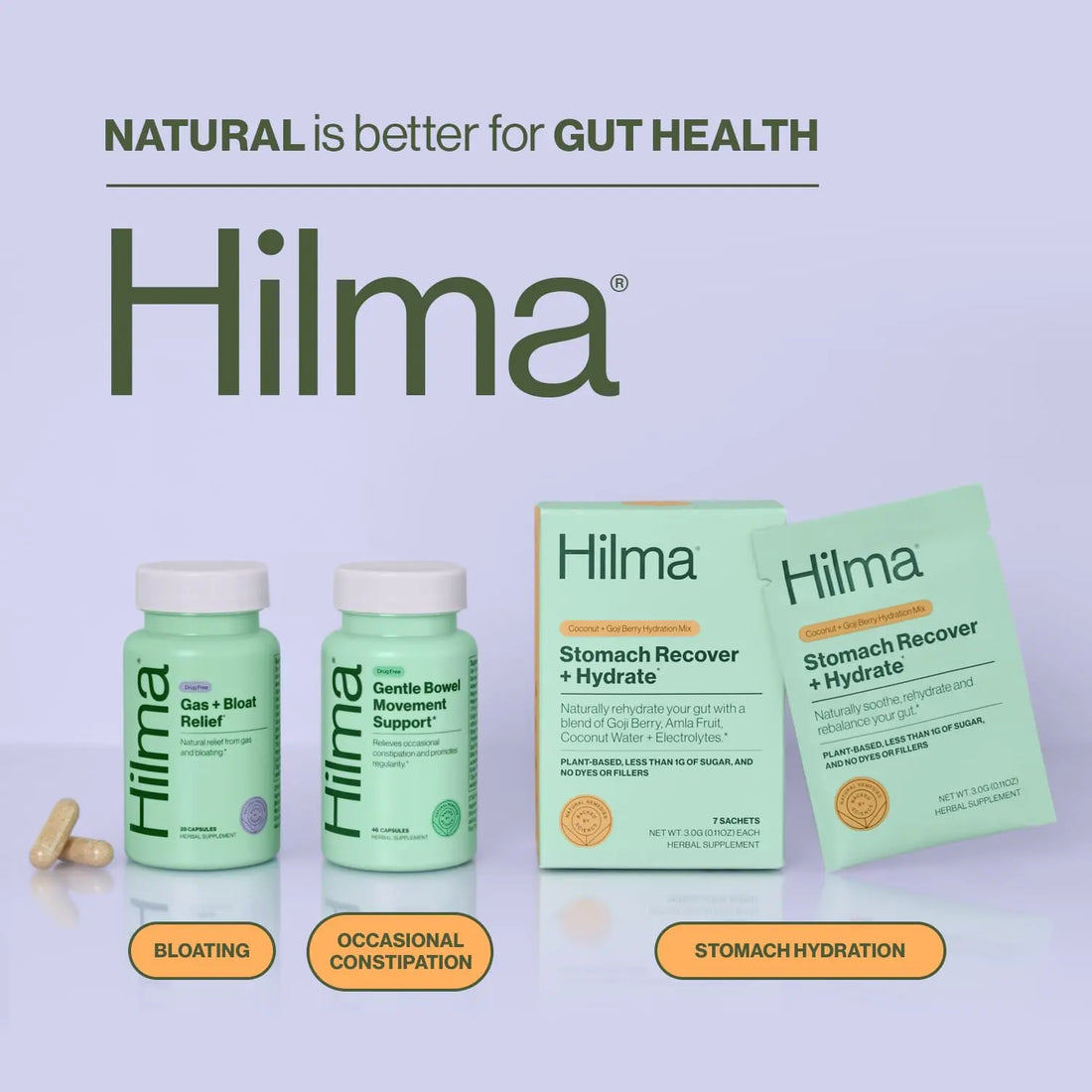 Hilma Natural Gas & Bloating Relief - with Lemon Balm, Fennel & Peppermint Leaf Hilma uk supplements